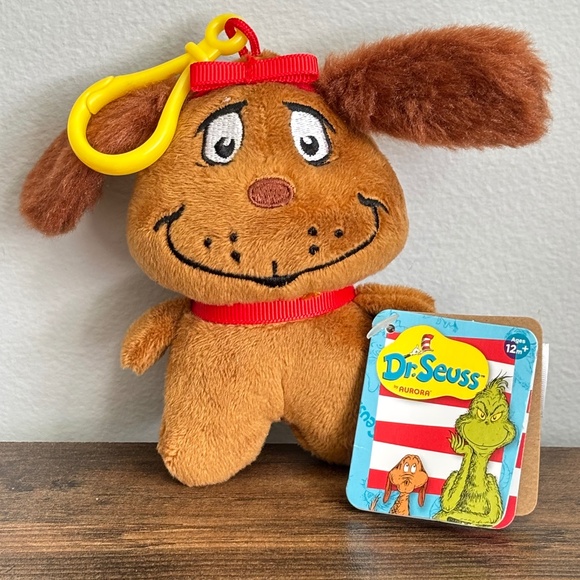 NWT Dr Seuss Grinch MAX DOG Christmas Aurora Plush Stuffed Animal Keychain Clip - Picture 1 of 10
